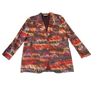 Danielle B Women's Vintage Multicolor Blazer Medium Geometric